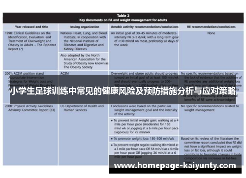 小学生足球训练中常见的健康风险及预防措施分析与应对策略
